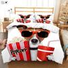 Funny Cartoon Dog Print Quilt Cover Kids Gift 100% Polyester Bedding Set Pillowcase Quilt Cover Three-Piece Set Machine Washable