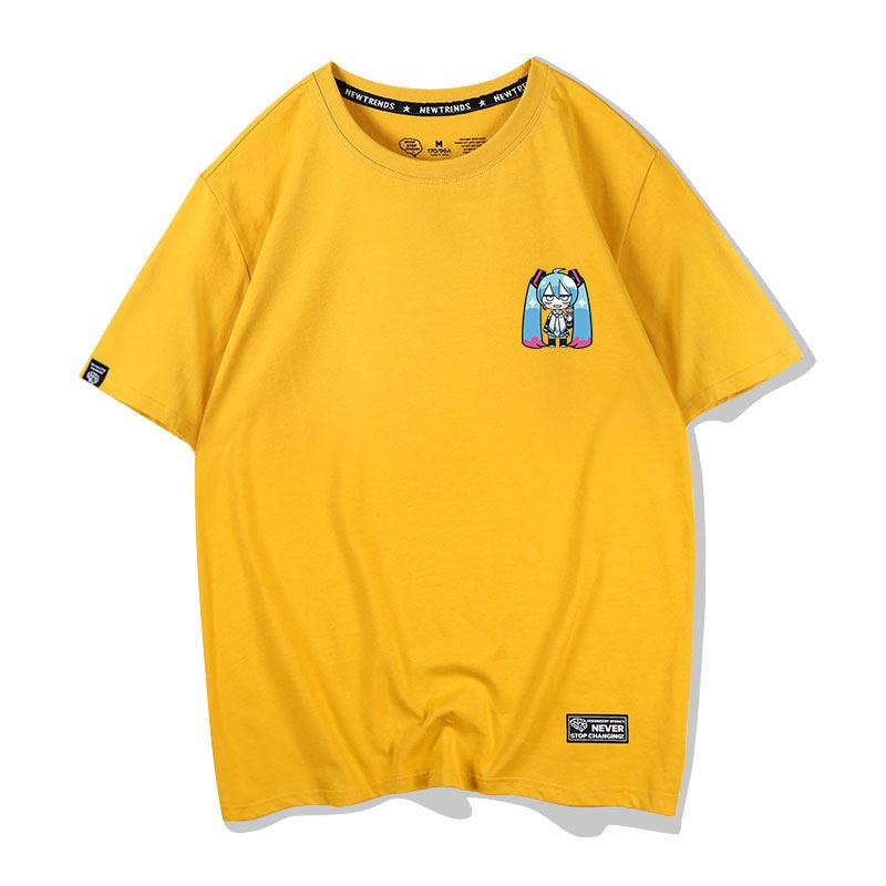 Japanese Anime Anime Cong Niang Hatsune Miku Printed Unisexs and Unisexs Tshirts Hong Kong Style Loose Co Branded Tshirts