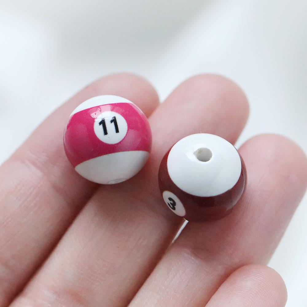 10pcs/Lot 16mm Colorful Acrylic Big Hole Billiards Ball Beads for Jewelry Making DIY Bracelet Necklace Accessories