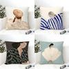 Abstract Line GGeometry Girl Cushion Cover Eco Linen Pillow Case DoubleSided Print Breathable Durable Zipper Home Decor Gift