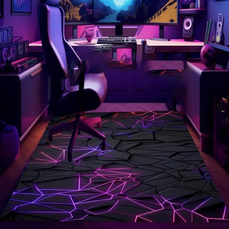 3D Neon Gaming Room Carpet Non Slip Wear Resistant Gaming Chair Mat Bedroom E-sports Floor Rug Home Decor