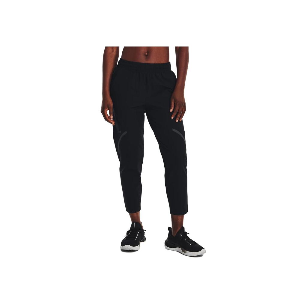 Under Armour Solid Color Elastic Waist 9-Point Casual Pants Women bottoms Black 1376922-001