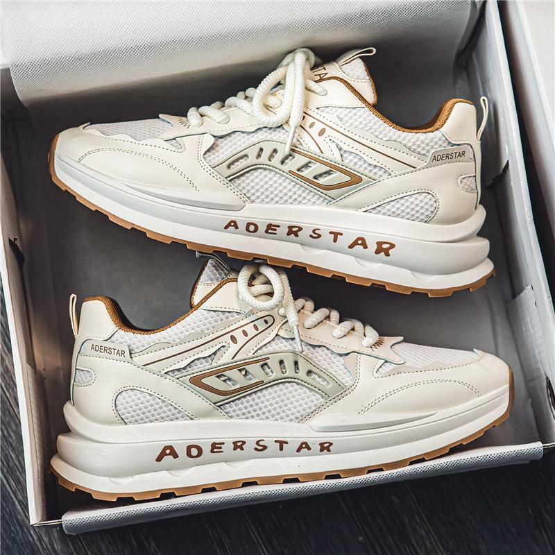 

Forrest Gump men s shoes are breathable in summer 2024 new mesh sports and leisure versatile running thick-soled little white dad trendy shoes 44 бежевий