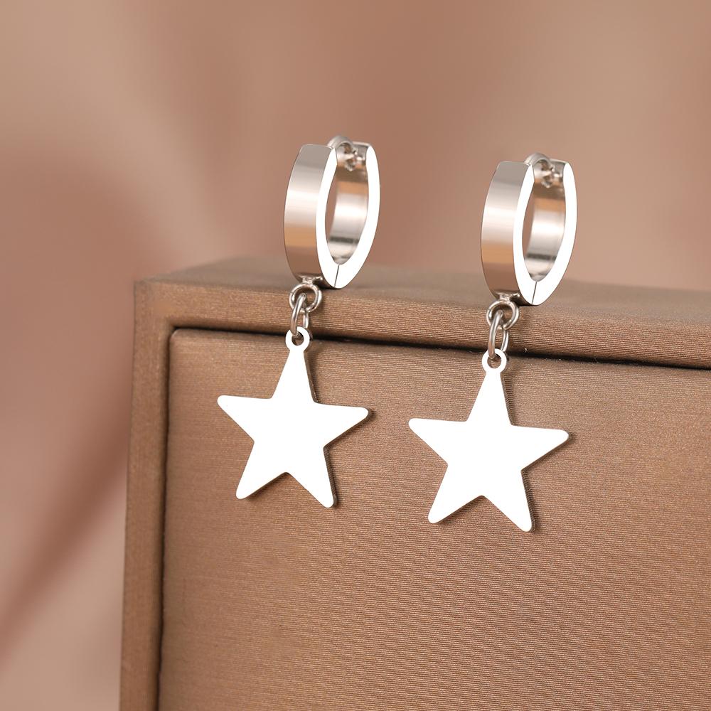 Stainless Ssteel Earrings 2023 New Design Exquisite Star Pendant Fashion Trendy Dangle Earrings For Men Zircon Best Friend Gift