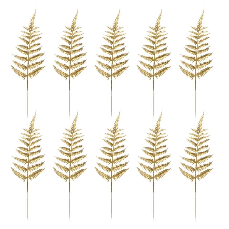 10Pcs Realistic Artificial Leaf Decorative Golden Leaves For Vase Arrangements Wedding Party Spring Festival Decoration
