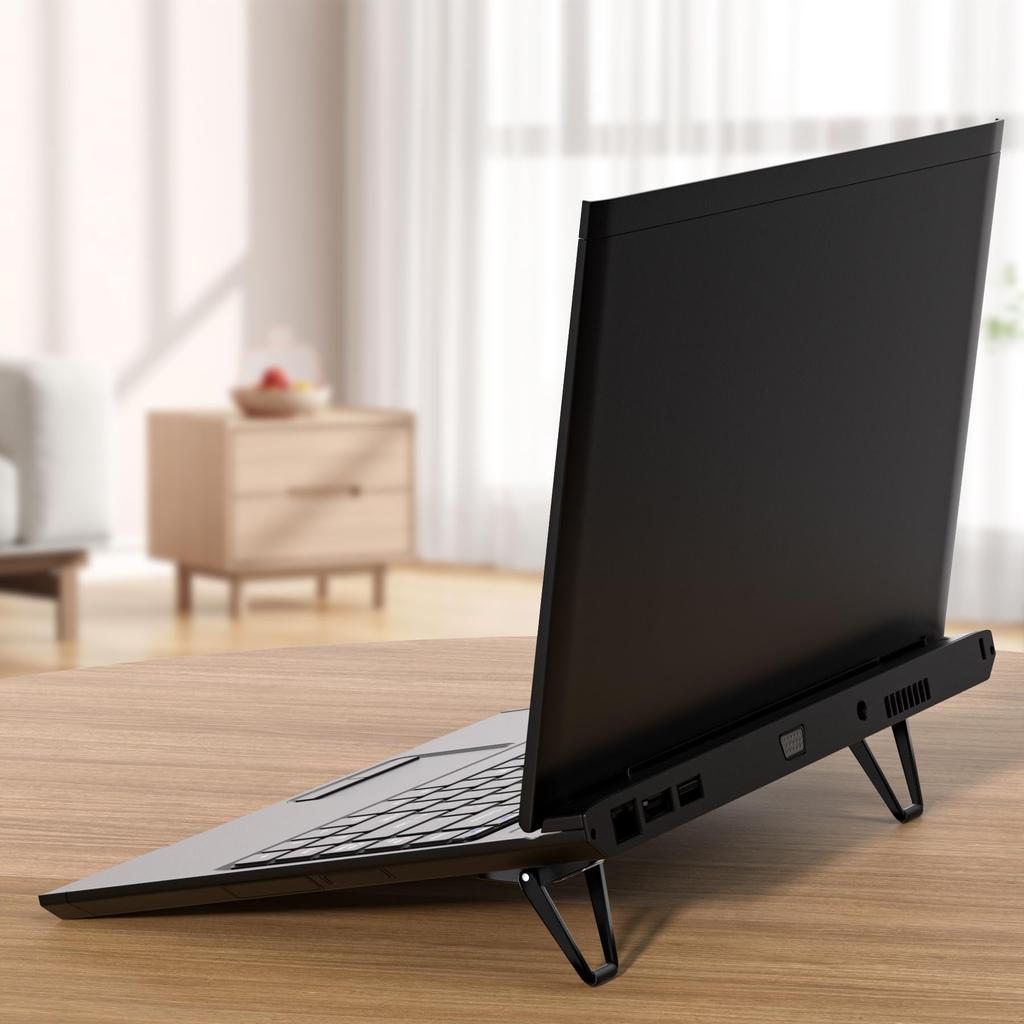SUNTAIHO Laptop Cooling Stand Adhesive Strong Heat 2 - Type, Adhesive, Lightweight, Portable, Dissipation, Non-Slip, 4-Pack [Black - Sets]