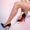 Cute Polka Dot/Love Heart Pattern Ultra-thin No Edge Design High Elastic Stockings Sexy Oil Shiny Silky Over Knee Thigh Socks