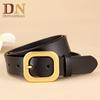 Women'S Belt Leather Retro Two-Layer Cowhide Black Belt Decorative Jeans Belt