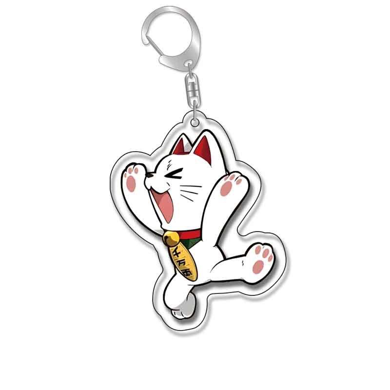 Anime DAN DA DAN Ken Takakura Lucky Cat Cosplay Keychain Kawaii Alloy Acrylic Keyring Key Chain Bag Pendant Accessories Prop
