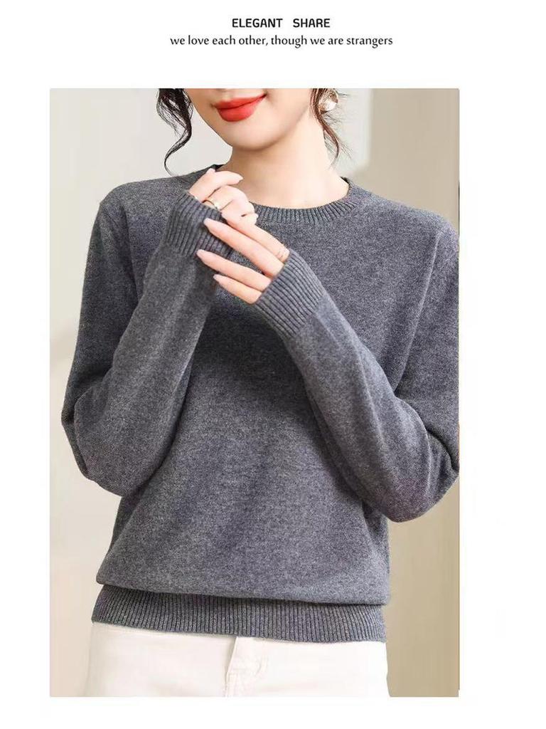 2025 Versatile Loose-Fit Wool Sweater: Slimming, Solid Color, Perfect for Autumn & Winter