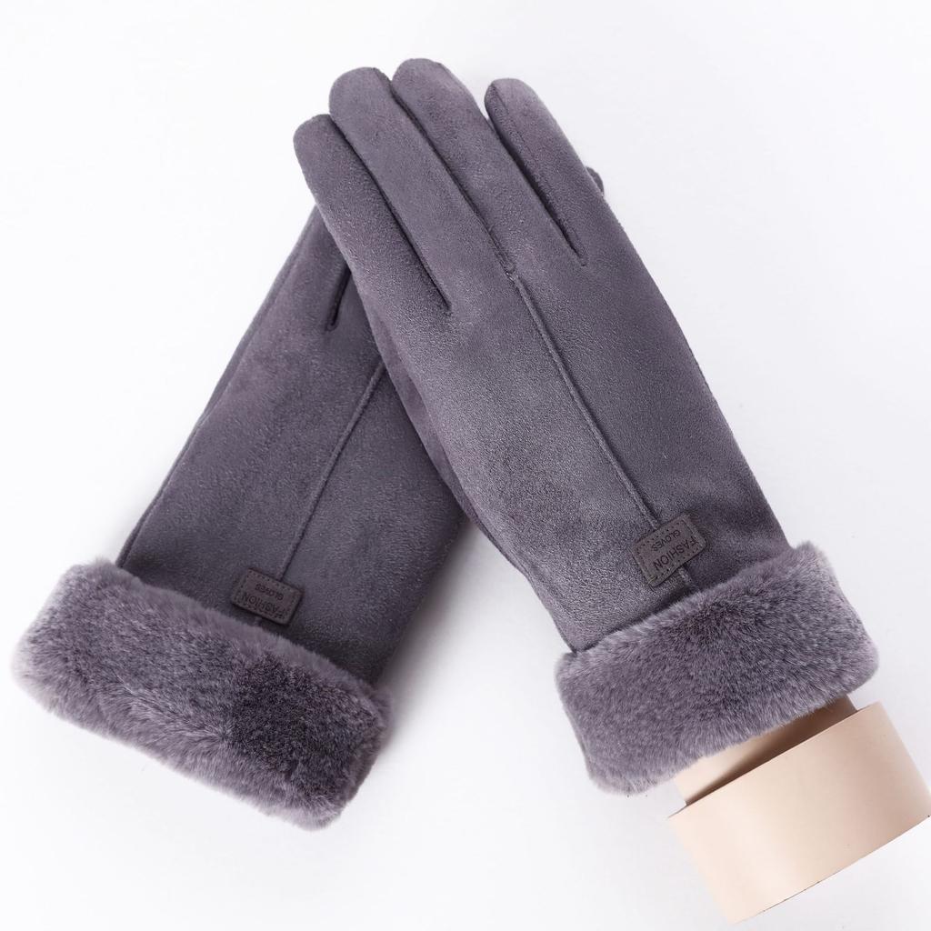 Women's Winter Warm Gloves Suede Gloves Winter Outdoor Cycling Touch Screen Padded Thickening Gloves