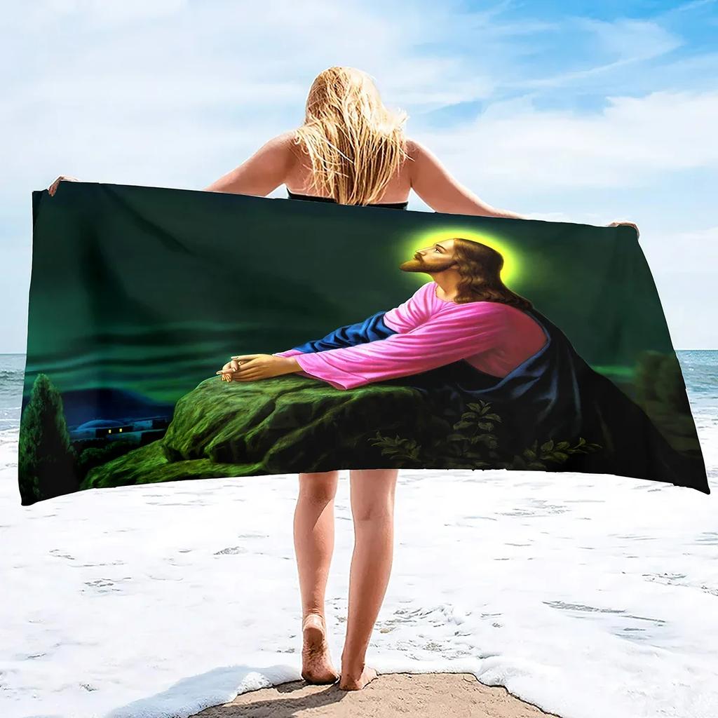 Christianity Buddhism Large Beach Towel Lightweight Pool Towels Quick Dry Bath Towel Ultra Soft Super Water Absorbent Pool Throw