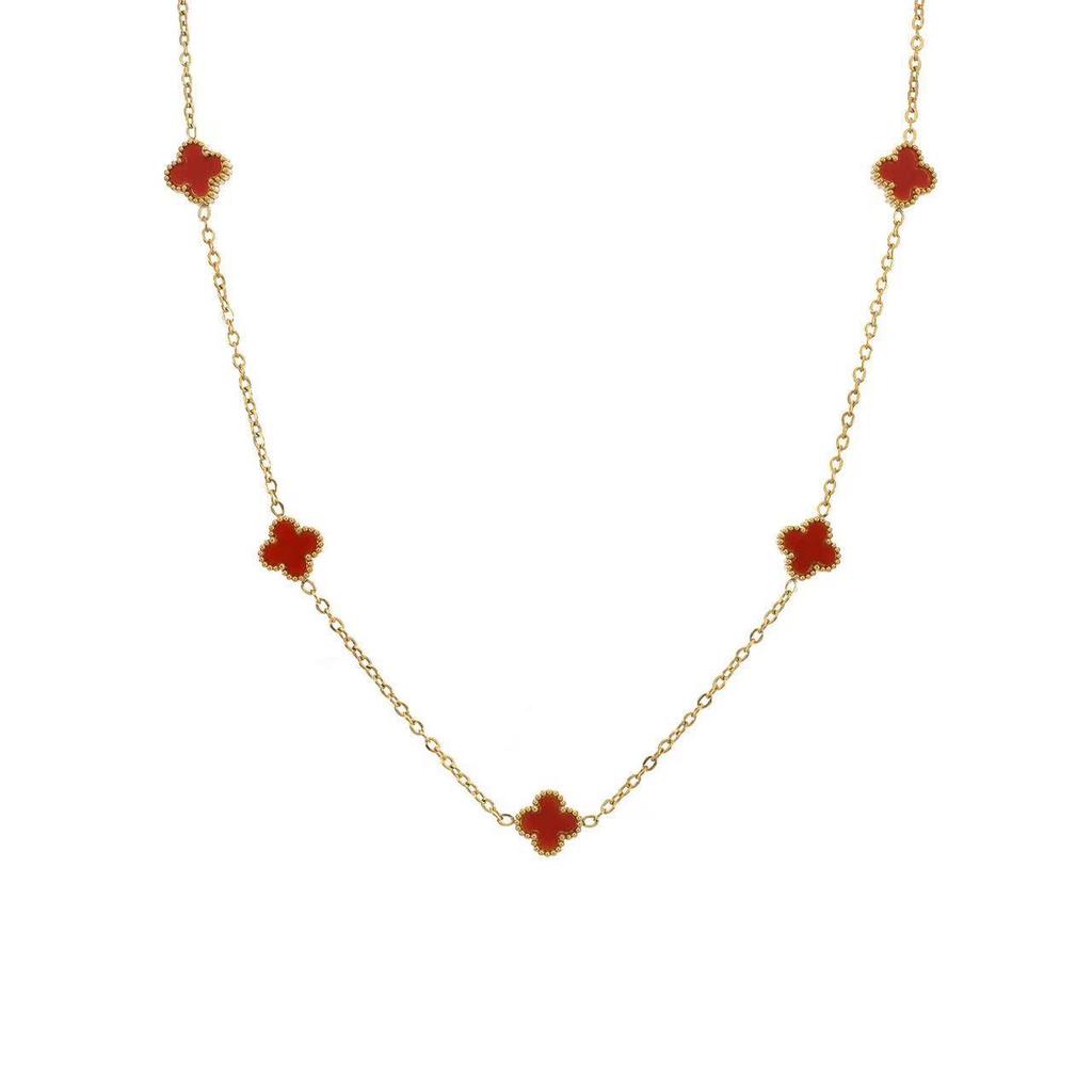 9MM Four-leaf Clover Shell Necklace 5 Flowers Women's Light Luxury All-match Clavicle Chain Necklace