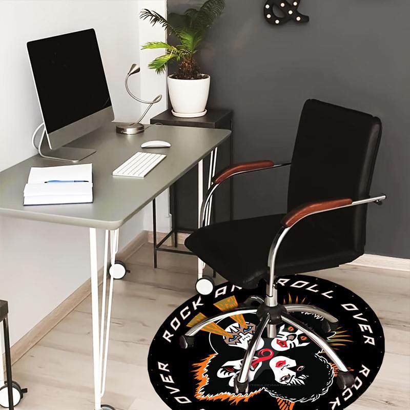 

1pc KISS Band Logo Rock and Roll Over Round carpet, Made of Polyester,Perfect for Decorating Office Chairs, Living Rooms 80cm