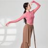 Women's Retro Chic Long Sleeve Yoga & Dance Top - Slim Fit, Chinese Style