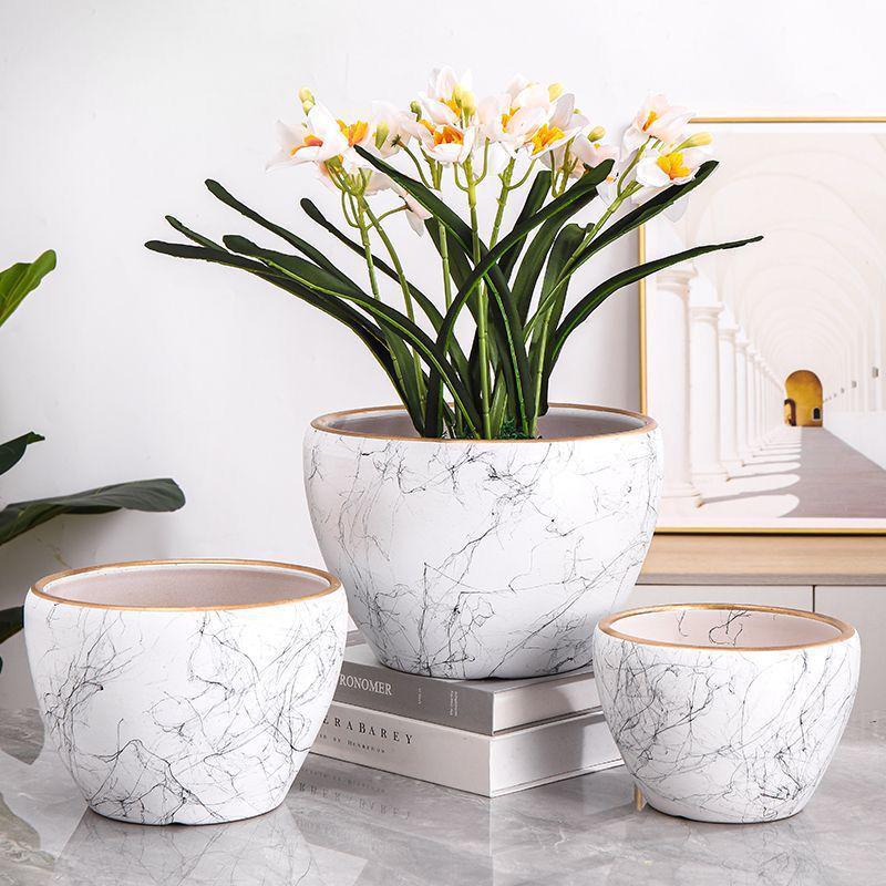 Nordic Style Extra-Large Ceramic Flower Pot for Indoor and Outdoor Use - Ideal for Money Tree & Pothos Creative Bonsai