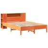 Solid Wood Bed with Shelf Without Mattress Wax Brown 135 X 190 Cm