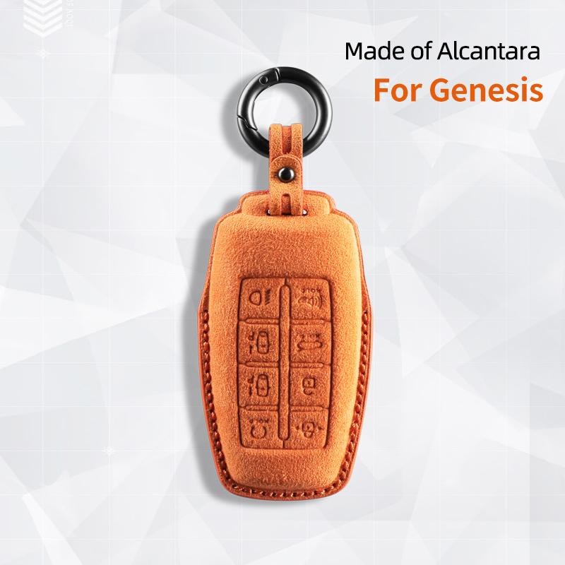 Alcantara Suede For Genesis G80 GV70 GV80 2019 2020 2025 2025 Car Key Case Auto Accessories Remote Keychain Shell Protectors