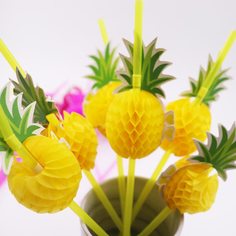 Flamingo Pineapple Drinking Straws Hawaiian Beach Tropical Birthday Party Decoration Summer Pool Party Wedding Supplies