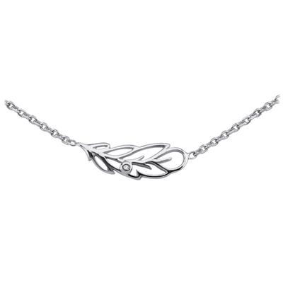 [L0179] - Silberkette 'Blatt' weiß