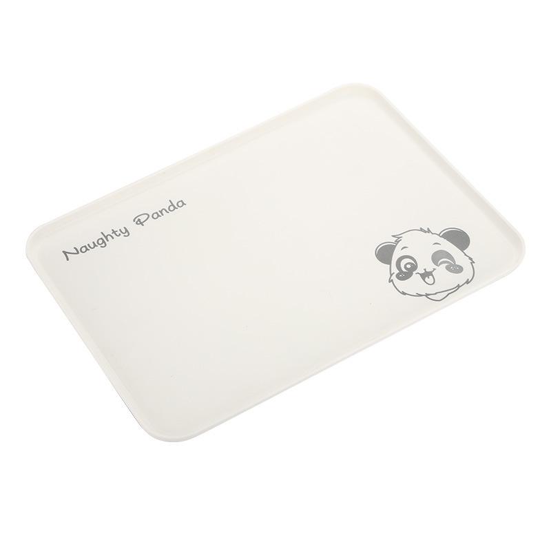 Cream Style Little Bear Rectangular Tea Tray for Cups, Snacks, and Fruits