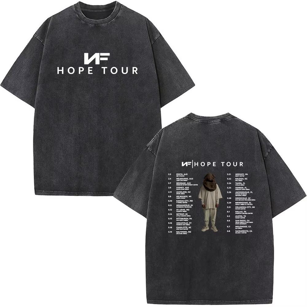 Koszulka Rapper Nf Hope Tour Męska Moda Hip Hop Vintage Spierana Krótki Rękaw Bawełna Codzienne Koszulki