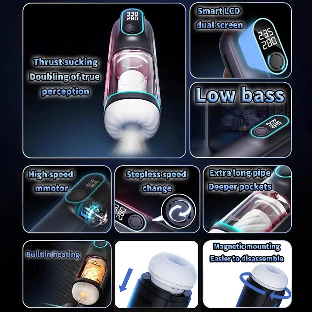 High Speed Automatic Piston Massager Insertion Suck Masturbator Retractable Vaginal Blow Job Masturbator Sex Toys Men 18+ Penis Exerciser with Heating