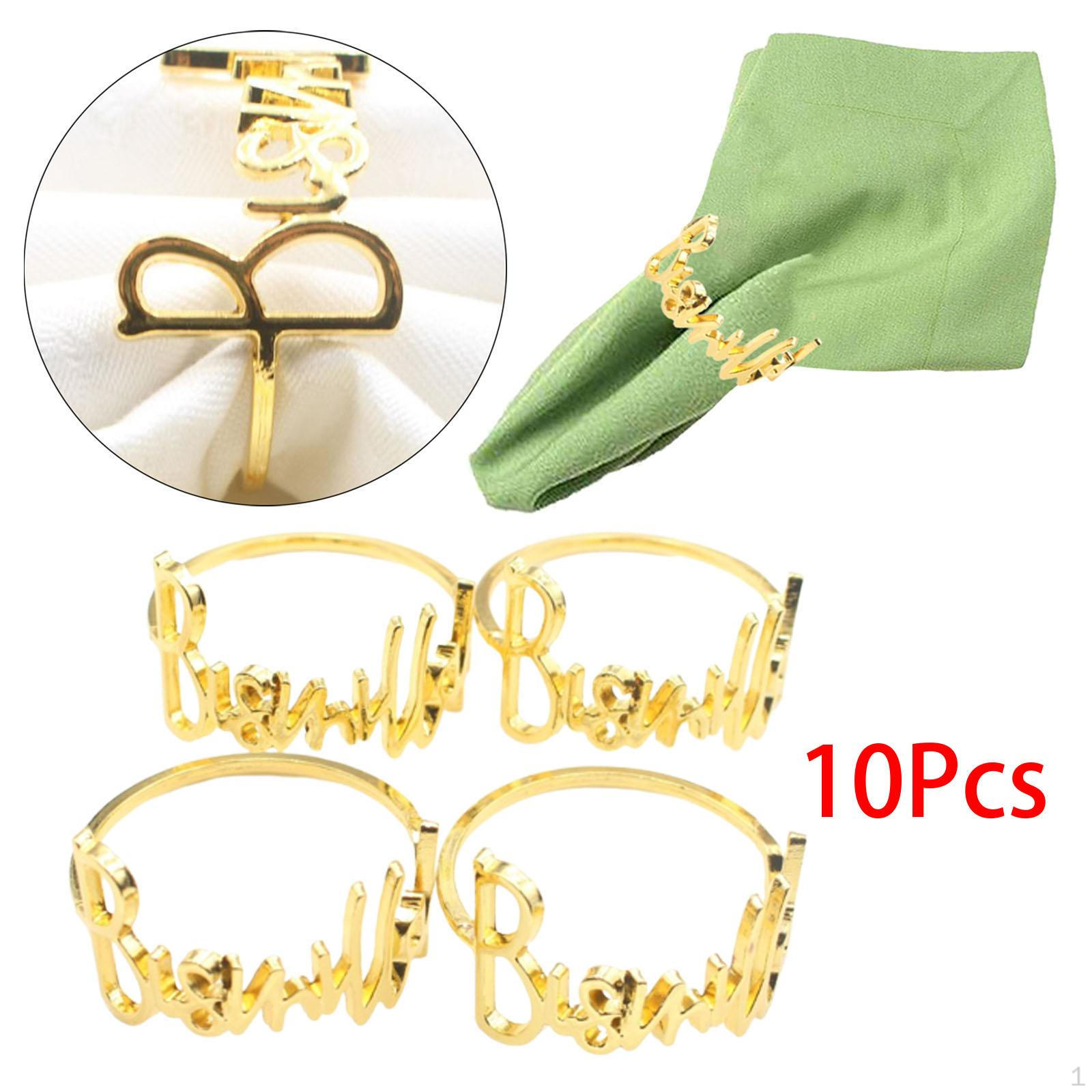 

10 колец для салфеток, набор декоративных колец с буквами «Бисмиллах» для семейных посиделок Imitation Aureate