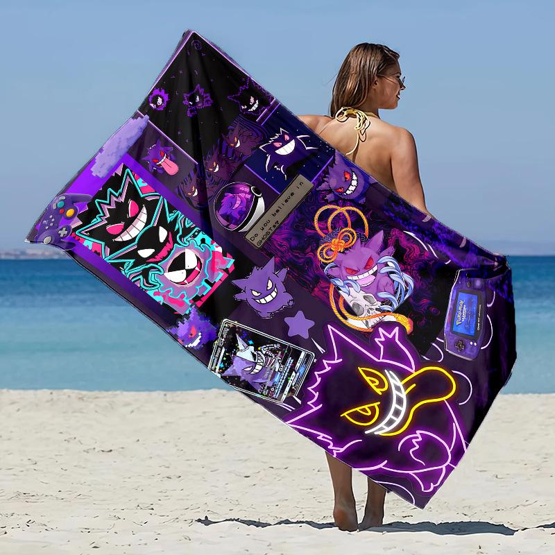 Children'S Bath Towel Gengar Towel Theme Beach Blanket Quick Dry Soft Swimming Towel For Beach Pool Bathyoga