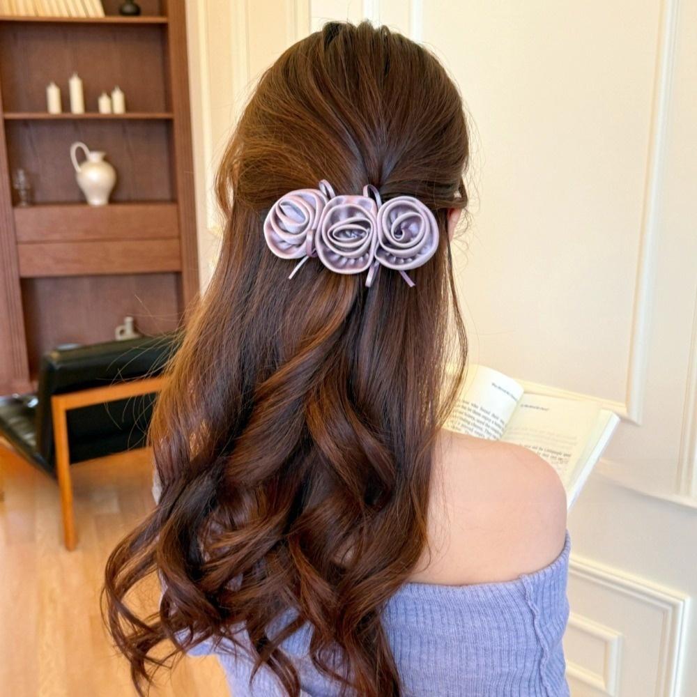 Solid Color Floral Hair Comb Headwear Chignon Hair Clip Sweet Flowers Hairpin  Women