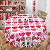 Pink Heart-Shaped Pattern Round/Rectangular Tablecloth, Valentine'S Day Wedding Table Cloth, Waterproof Leave-In Coffee Table Cover