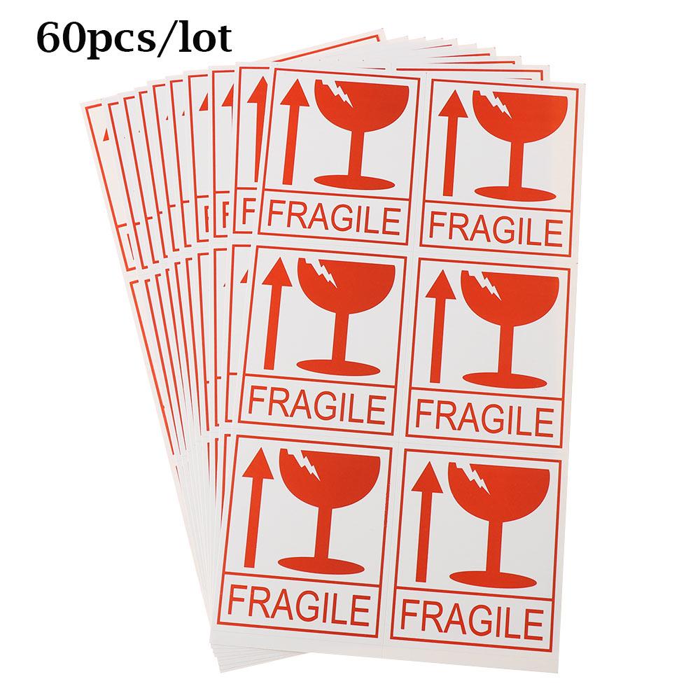 60/250pcs Fragile Warning Label Sticker Please Handle With Care For Goods Shipping Express Label Packaging Warning Sign Tag