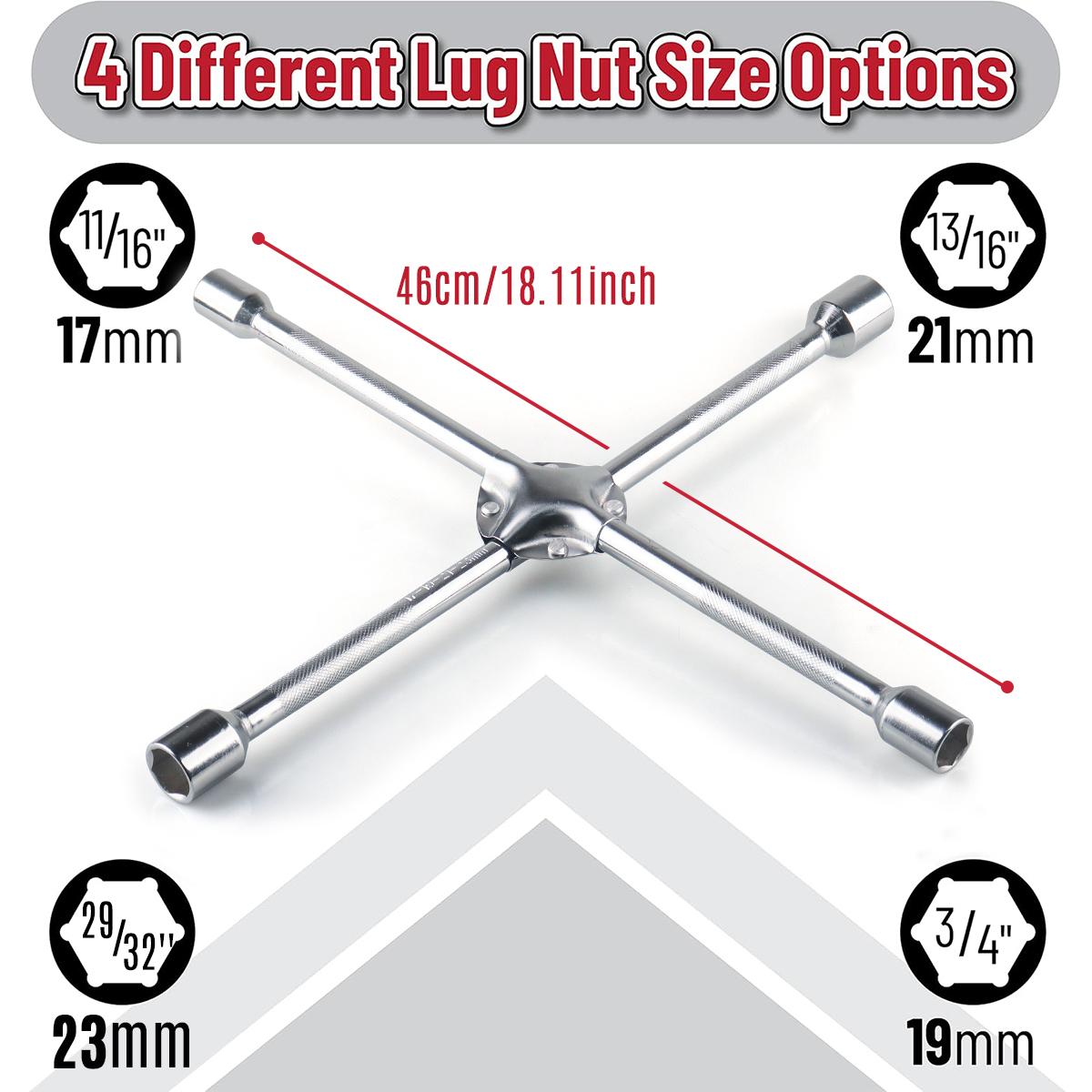 

Ключ для колесных гаек, 18 дюймов, ключ для колесных гаек, 4-х сторонний ключ для колес, ключ для колес, ключ для шин, автомобильный крестовой ключ
