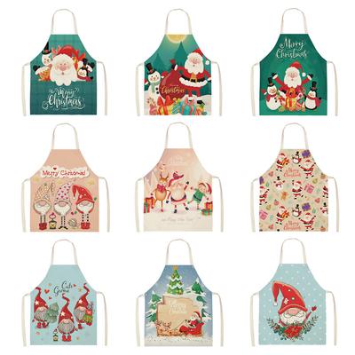 Tablier de cuisine en lin père noël bonhomme de neige de noël unisexe, bavoir de cuisine pour dîner, tablier d'arbre de noël, tablier de nettoyage