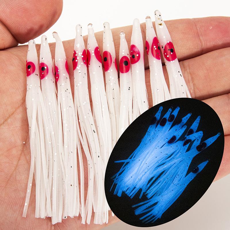 10pcs Needle-Shaped Glow-in-the-Dark Octopus Soft Bait, 8cm Laser Blue Bionic Lures
