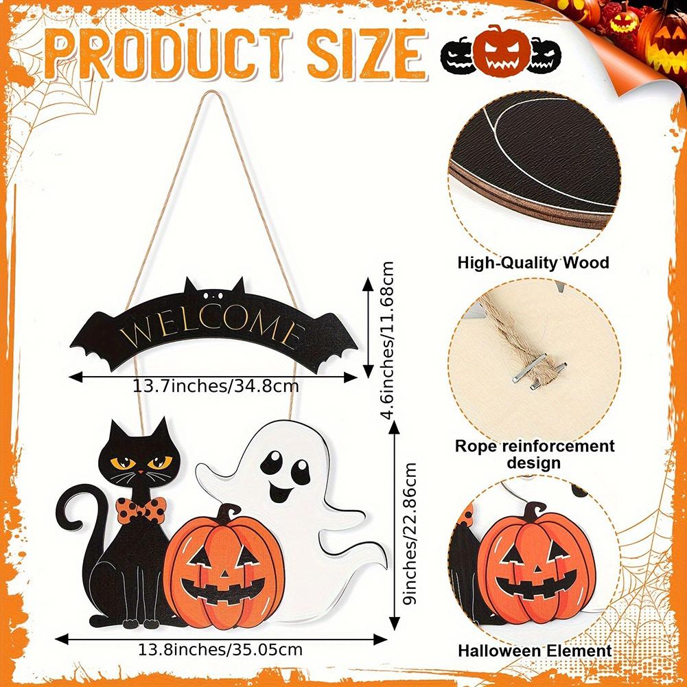 Halloween Door Hanger Ghost Pumpkin Black Cat Cute Festive Porch Door Decor Scene Setting