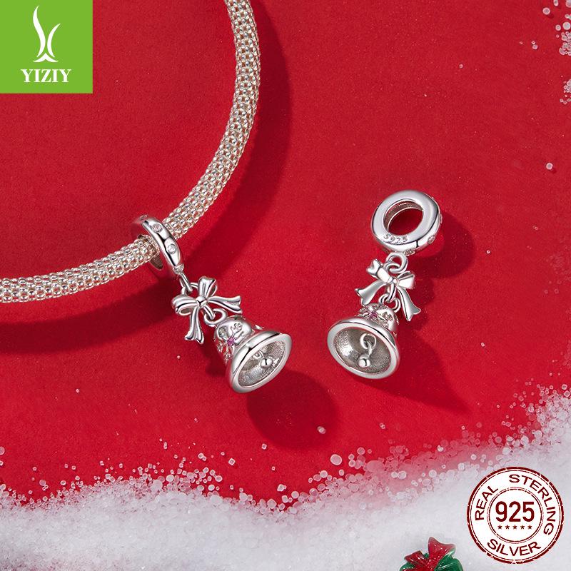 Yinziyun S925 Sterling Silver Small Bell Pendant Christmas Necklace