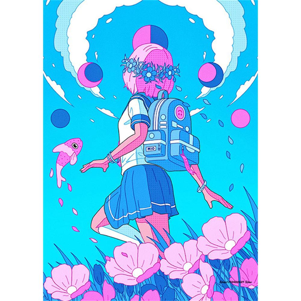 Diamond Painting Kit Modern Cartoon Girl 5D DIY Diamond Embroidery Cross Stitch Handmade Art Gift Crafts Home Decor Gift