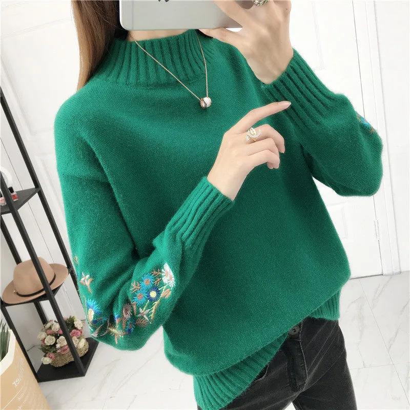 Sweater for Women Autumn Winter Thickened Pullover Warm High Neck Knitted Stretchy Long Sleeve Oversize Jumper Tops