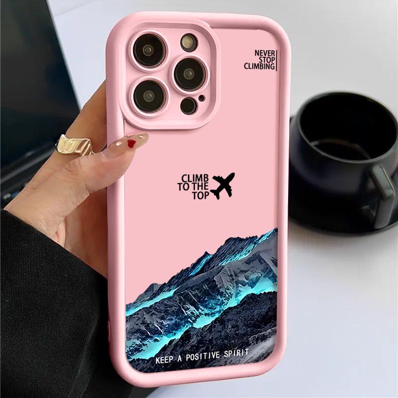 Mountain Peak Aircraft Patterned Case For iPhone 15 16 14 Pro Max 15 16 Plus 11 12 13 Pro 16E XR Shockproof Soft TPU Phone Cover