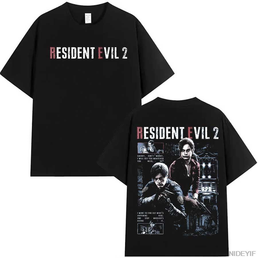 

Футболка Resident Evil 2 Biohazard для унисекс, женщин, Леона Кеннеди, Y2k, Высококачественная, 100% хлопок, Уличная одежда, Топы, Ins S