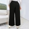 Pantaloni larghi a vita alta neri da donna, pantaloni larghi e comodi alla moda, pantaloni dritti, casual, taglie forti, con elastico in vita