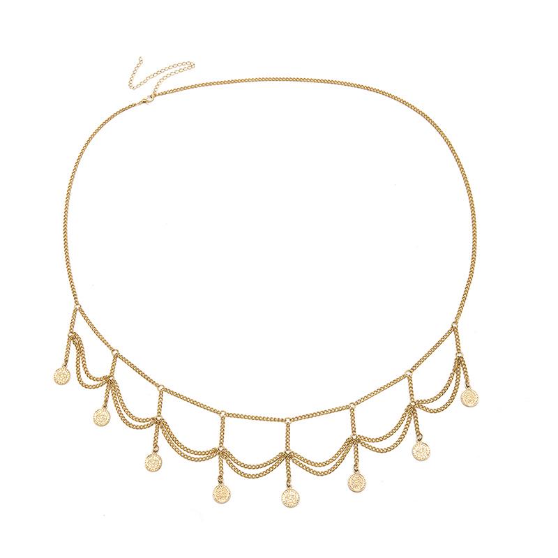 Dames Sexy Zilver Goud Meerlagig Retro Kwastjes Taille Riem Ketting Lichaams Sieraden