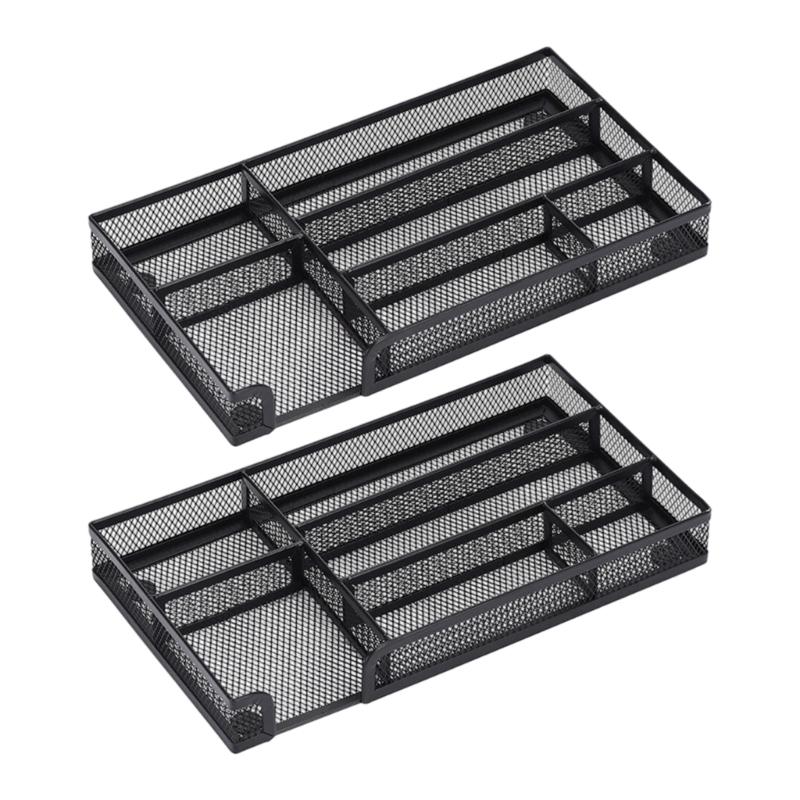 Sturdy Metal Office Drawer Organizers Tray Desktop Storage Container For Pens Files Paper Clip