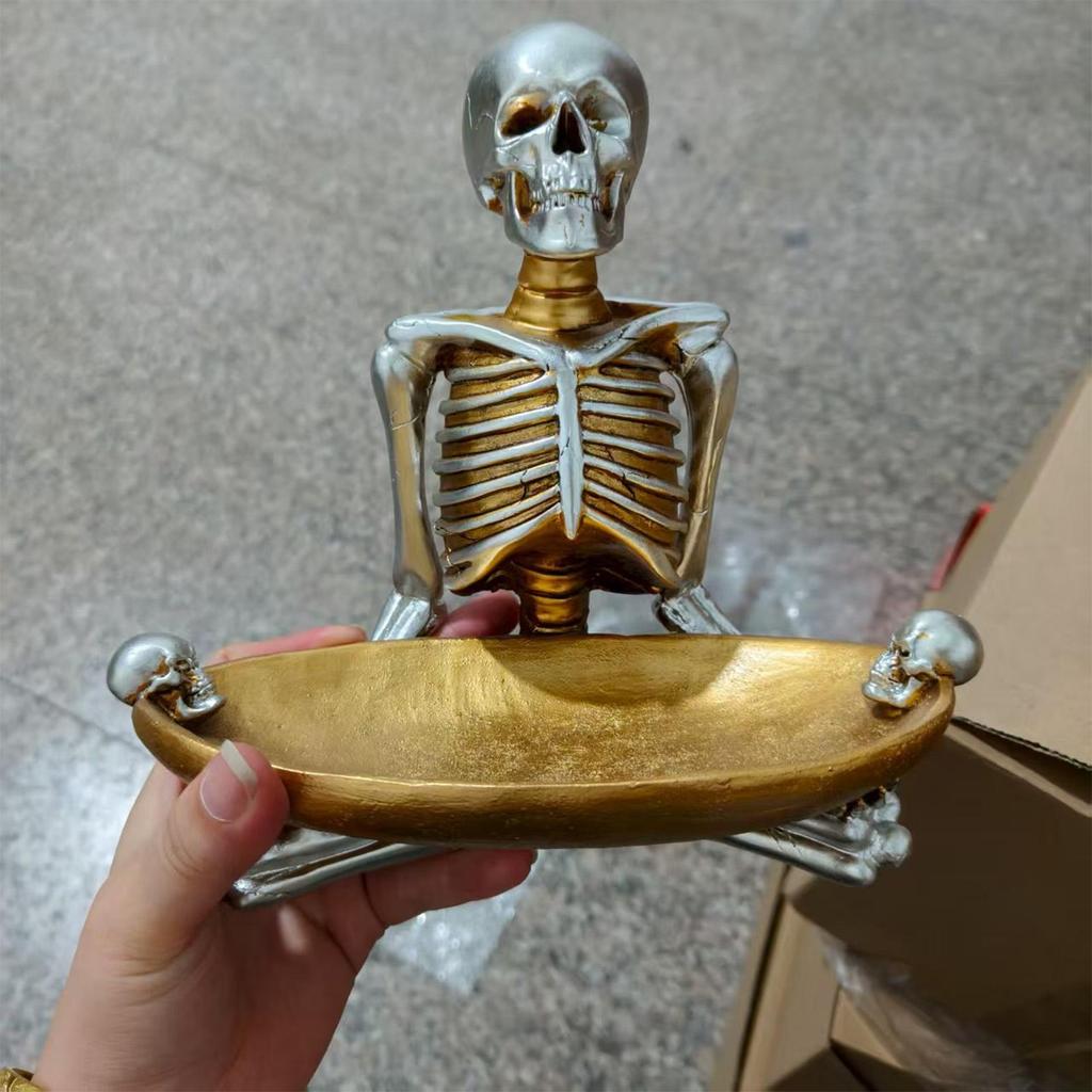 2025 Halloween Skeleton Candy Bowl Scary Resin Serving Bowl for Workplace Kitchen Cookie Fruit Jewelry Snack Dishes
