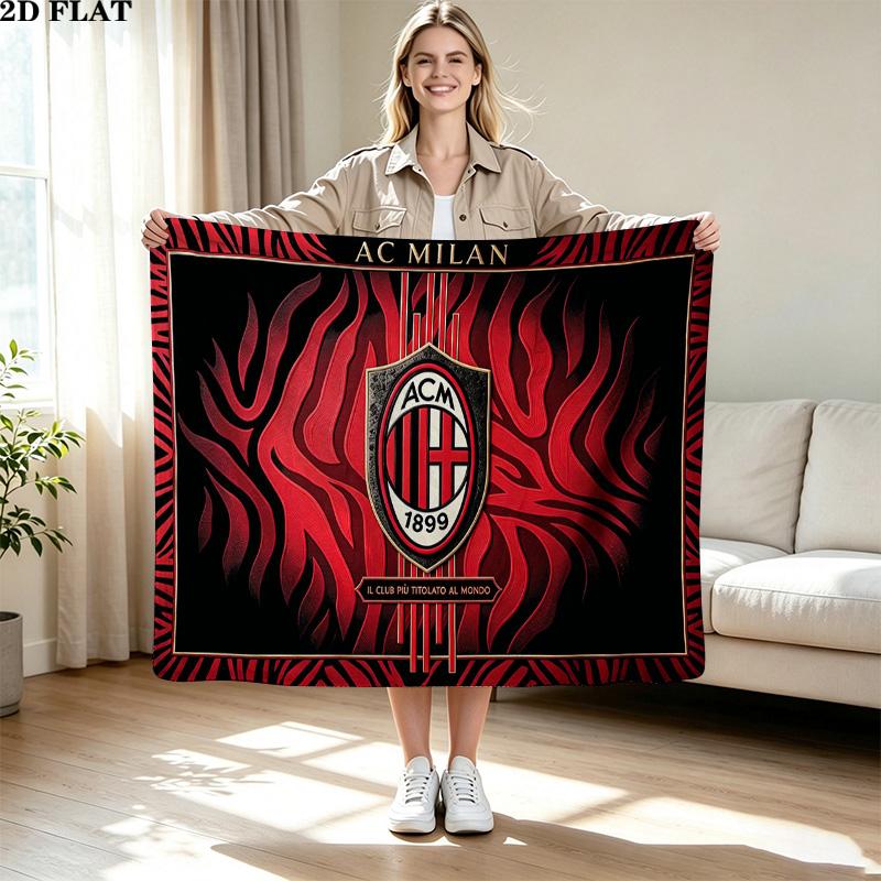 AC Milan Print Flannel Blanket High Quality Warm Comfortable Cover for All Seasons Perfect for Gifts Home Decor