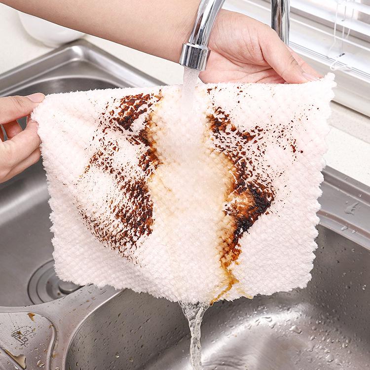 Merbau Coral Fleece Lint-Free Dishcloth: Highly Absorbent, Oil-Free, Scouring Pad for Kitchen Edging