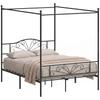 Canopy Bed Frame Double Size, Metal Platform Bed Frame with Headboard and Footboard, Underbed Storage, Black