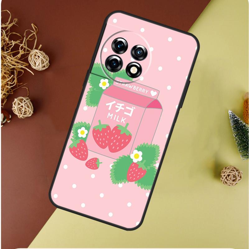 Kawaii Strawberry Milk For OnePlus 13 12 11 12R 13R 9 10 Pro 8T 9RT 10T 10R Nord 4 CE 2 3 Lite N20 N30 Phone Case