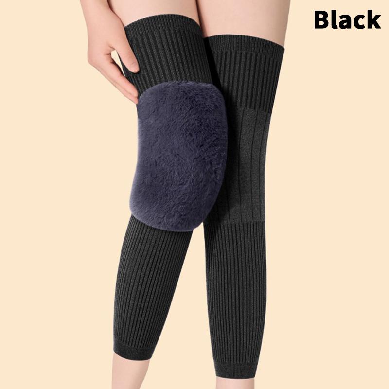 

1Pair Rabbit Fur Cashmere Knee Pads Winter Old People Cold Leg Arthritis Kneepad Thermal Keep Warm Thick Knee Protector чорний
